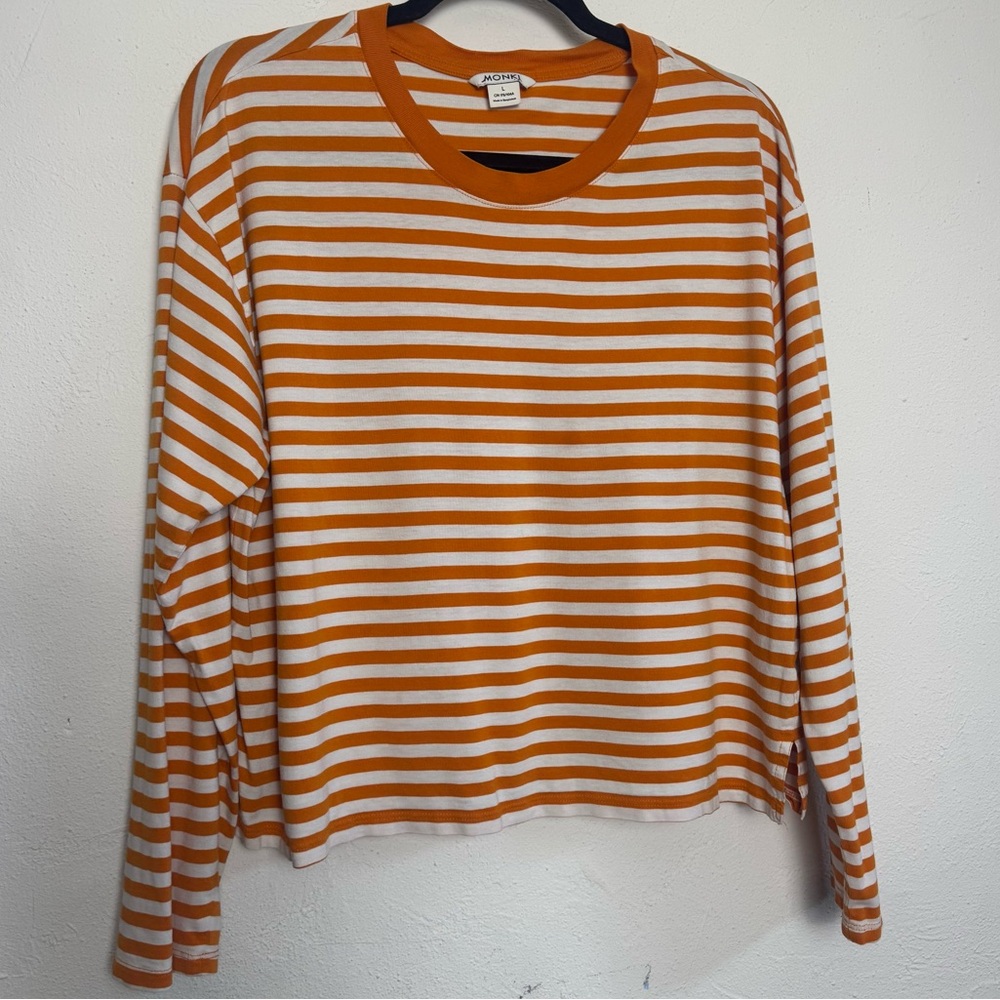 MONKL Orange & White Striped Boxy Long Sleeve‎ Fun & Quirky